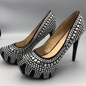 Two Lips Studlee Black Platform Stilettos Sz 9